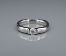 Diamond Ring Platinum Solitaire Stackable Semi Bezel Size 6.5 Euro Shank RG4369