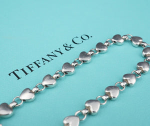 Tiffany Chain of Hearts Link Bracelet Sterling Silver 7" Retired BS2756