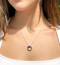 14k Sapphire Swirl Pendant Necklace White Gold Blue 18" Trendy NG1467