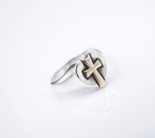 James Avery Sterling Silver 14k Gold Heart Cross Ring Size 7.5 Retired RS3574