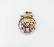 Antique 10k Knights Pythias Enamel Cross Skull Crossbones FCB Fob Pendant PG1438