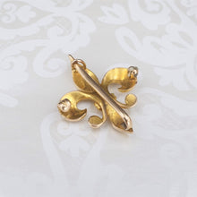 Vintage Fleur de Lis Brooch Pendant 10k Yellow Gold 3D 1" Milgrain OG434