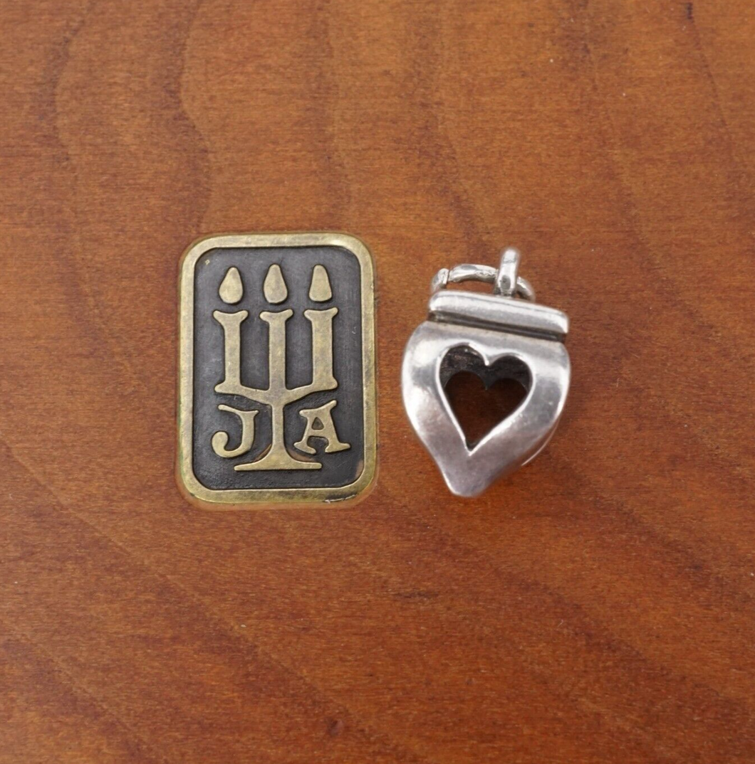 James Avery Open Heart Finial Charm 3D Sterling Silver Retired CHS1915