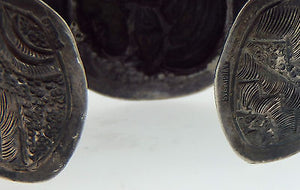 Vintage Mexico City J Vigueras Bracelet 1930s 925 Silver 2.5" Repousse BS139