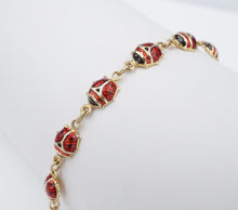 14k Ladybug Enamel Bracelet Yellow Gold Love Bug 7.25" Insect BG845