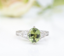 18k Green Sapphire Diamond Ring White Gold 2.5ctw Natural Size 8 RG4117