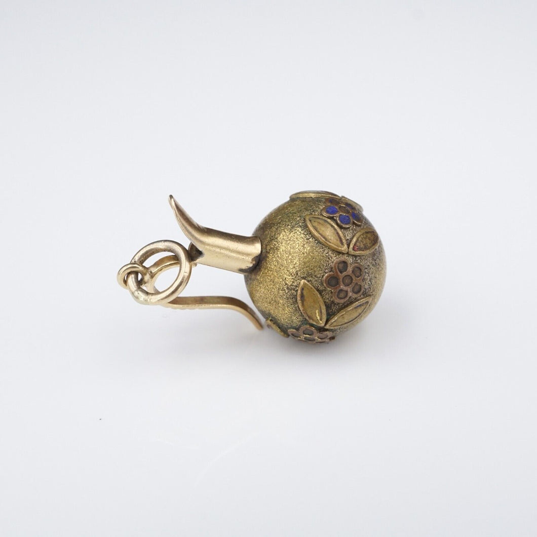 Antique 14k Yellow Gold & Gold Fill GF Pitcher Pendant Charm 1.2