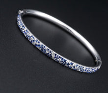Tiffany & Co Pave Diamond Sapphire Metro Hinged Bangle Bracelet 18k 6.5" BG912