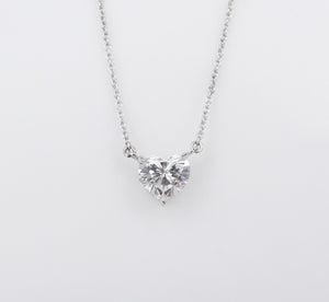 Natural Heart Diamond Solitaire - Platinum Pendant Necklace 18" GIA H SI1 NG1120