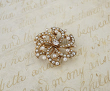 Antique 14k Yellow Gold Seed Pearl Diamond Sunburst Pendant Pin Brooch OG356