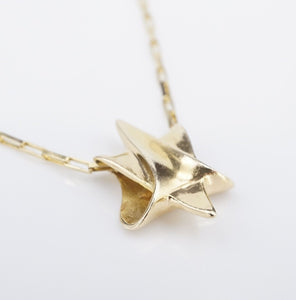 14k Yellow Gold Origami Star of David Pendant Necklace 24" Signed NG1603