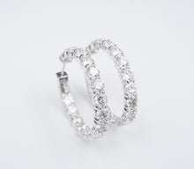 Diamond Inside Out Hoop Earrings 18k White Gold 10 carat Natural 1.25" EG2045