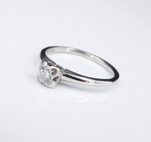 Petite 1930s Platinum Natural Diamond Solitaire Promise Ring Size 6 RG3519