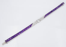 Art Deco Platinum Amethyst OEC Diamond Tennis Bracelet 17.5ctw 6.5" BG865