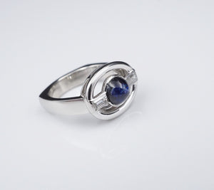 NWOT Platinum Natural No Heat Sapphire Diamond Cocktail Ring Size 6.5 GIA RG3488