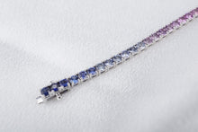 NEW 14k White Gold 7.5 ctw Natural Sapphire Rainbow Tennis Bracelet 7.5" BG894A