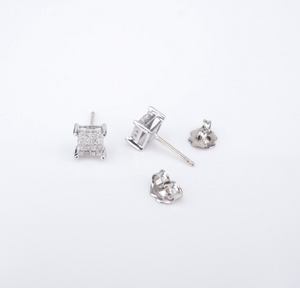 14k White Gold Diamond Cluster Stud Earrings Natural Vintage 5mm EG2417