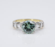 Platinum 18k Natural Teal Diamond Engagement Ring Size 7.25 2 carat CO1137