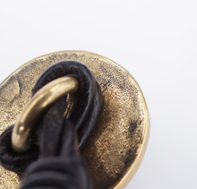 James Avery Leather Bronze Compass Silver Toggle Bracelet Retired 8.5" BS2938