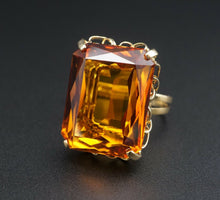 18K Yellow Gold 30ct Burnt Orange Created Sapphire Cocktail Candy Ring RG3040