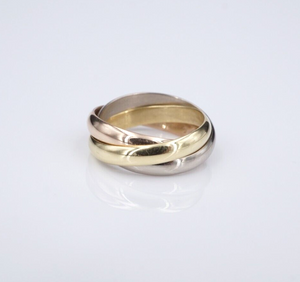 Cartier Trinity Rolling Ring 18k Tri Gold Band 3mm Size 7 Euro 54 RG4298