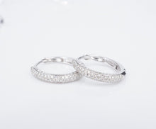 Shy Creation 14k Diamond Hoop Earrings White Gold 0.57" Pave EG2448