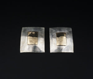 Artisan Edith Hempel Sterling Silver 14k Mid Century Geometric Earrings ES2366