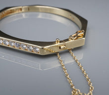 Vintage Diamond Hinged Bangle Bracelet 2ctw 14k Yellow Gold 6.5" Hex CO1199