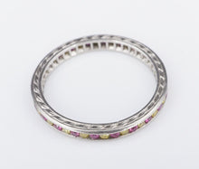 Platinum 1/2 ctw Yellow Diamond Pink Sapphire Eternity Band Stacker Ring RG2631