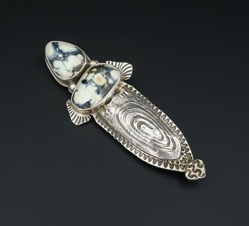 David Troutman Sterling Silver Variquoise Turquoise Brooch 3.3