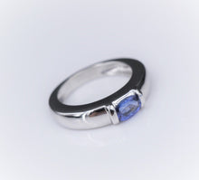 French 18k White Gold Blue Sapphire Chaumet Solitaire Ring Sz 4.75 Band RG3573