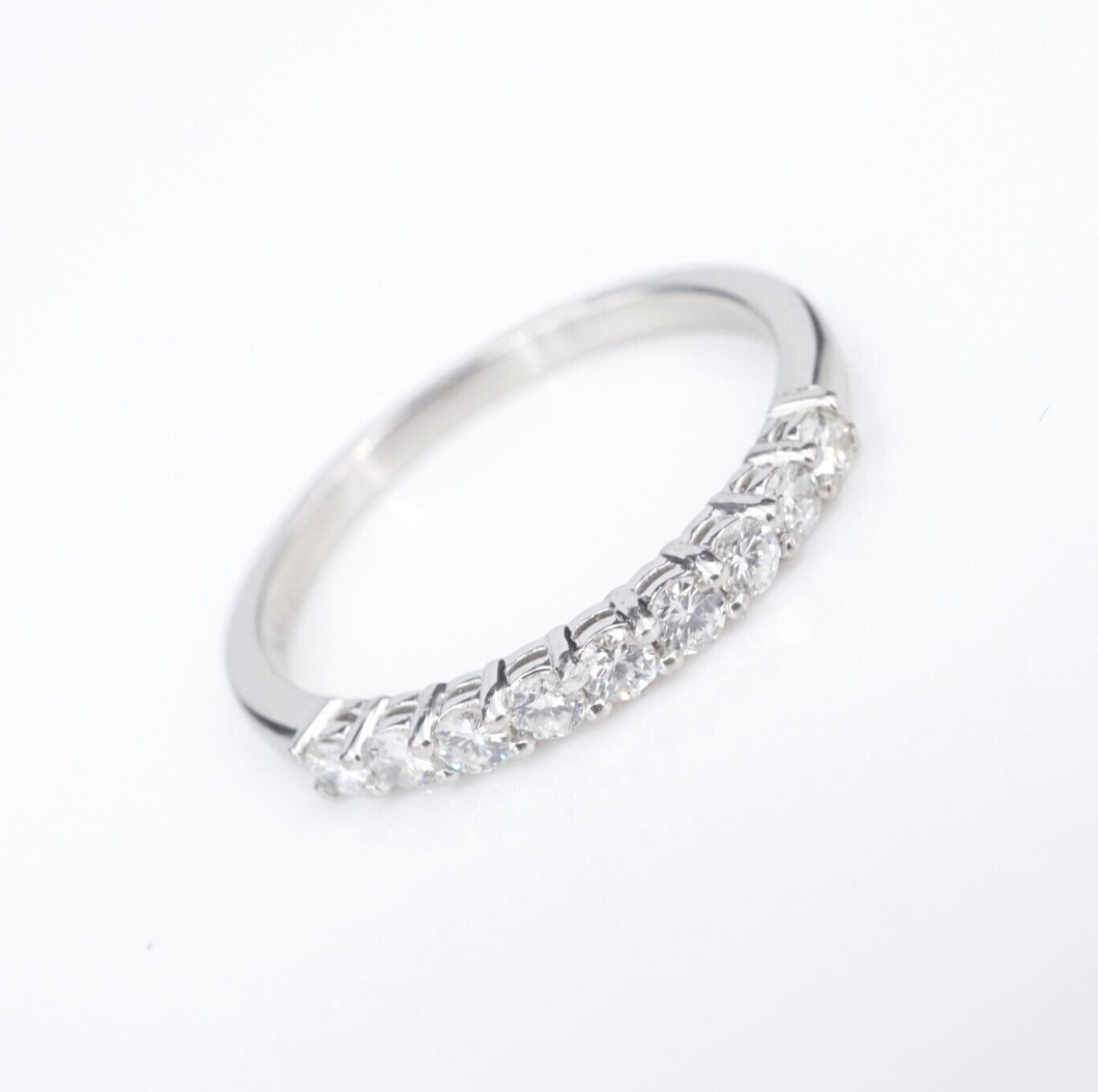 Platinum Diamond Band Ring 9-Stone 2.2 mm Size 6.75 Stackable RG4059