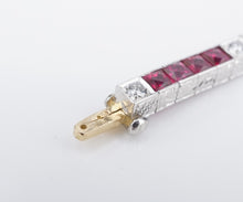 Vintage Platinum Ruby Diamond Tennis Bracelet 6 carats French Cut 7" CO1131