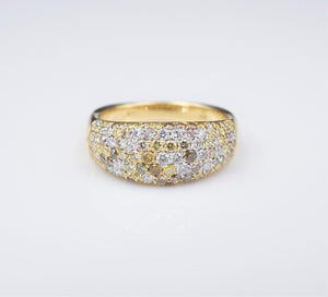 NWT 18k Gold 1.3ct Pave Diamond Dome Ring Band Size 7.25 8mm RG3297