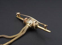 Antique Victorian 14k Rose Gold Pin Brooch Hunting Powder Horn 2" T-Bar OG269