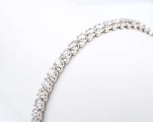 14k White Gold 5.3 carat Natural In-Line Diamond Tennis Bracelet 6.75