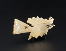 Artist Graziella Laffi 18k Yellow Gold Abstract Modernist Brooch 3" Peru OG400