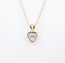 14k Yellow Gold Diamond Heart Pendant Necklace 15" Child Baby NG1534