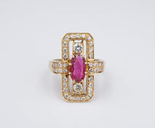 18k Yellow Gold 2 carat Diamond Ruby Statement Cocktail Ring Size 7 RG4048