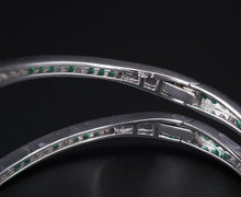 18k White Gold 4.5 carat Diamond Emerald Kick Cuff Bracelet 6.25" BG729