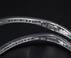 18k White Gold 4.5 carat Diamond Emerald Kick Cuff Bracelet 6.25" BG729