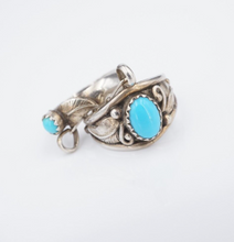 Sterling Silver Slave Ring Double Turquoise Size 6 Southwest Boho Knuckle RS3602