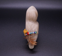 Zuni Carved Fetish Owl Alabaster Stone Feather 2.5" Artisan M1900