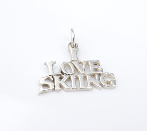 James Avery I Love Skiing Charm Sterling Silver 13/16