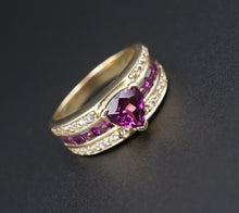 14k Yellow Gold Deep Purple Garnet Stacker Band Ring Size 8 RG3922