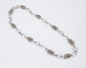 Michael Dawkins Necklace Sterling Silver Freshwater Pearl Bead 16" NS2169