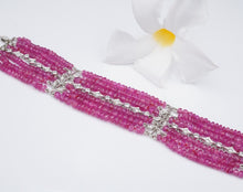 Cathy Waterman Platinum 7-Strand Floral Diamond Ruby Bead Bracelet 6.25" BG699