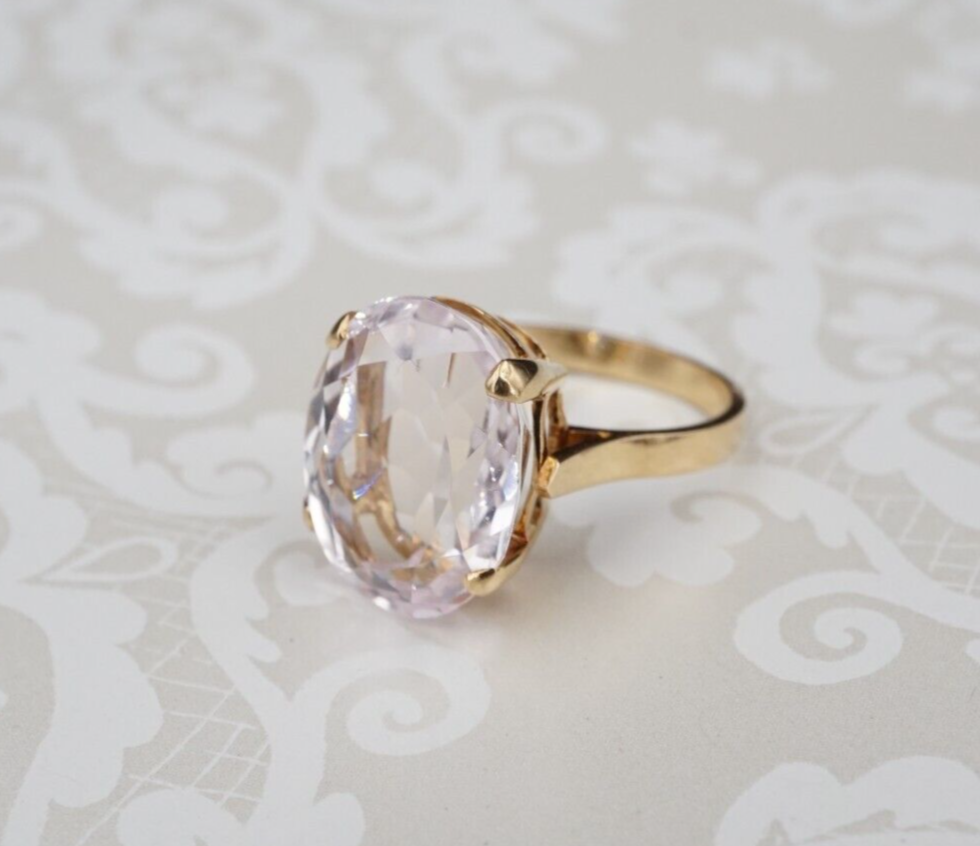 Morganite Cocktail Candy Ring 18k Yellow Gold Pink Beryl 8.5ct Size 6.25 RG3600