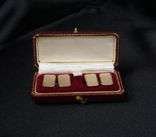 Vintage 9k Yellow Gold Textured Geometric Rectangle Cufflinks British B&S M1865