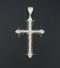 14k White Gold 1.5 carat Black Diamond Cross Pendant 2" CO806